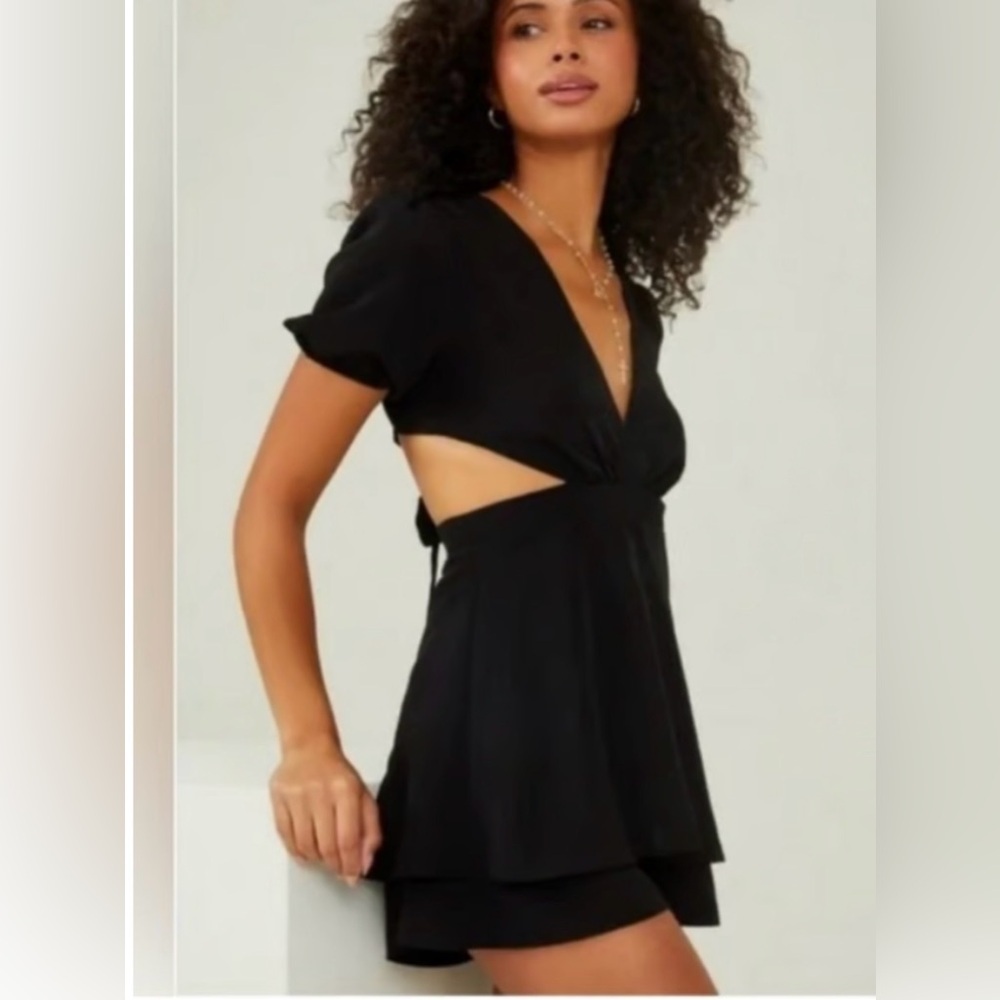 Altar'd State Cleo Black Lace-Up Back Mini Dress - Picture 7 of 7